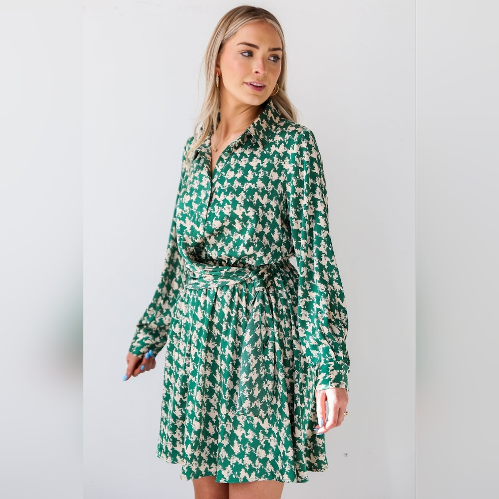 Elegant Green Floral Women's Dress